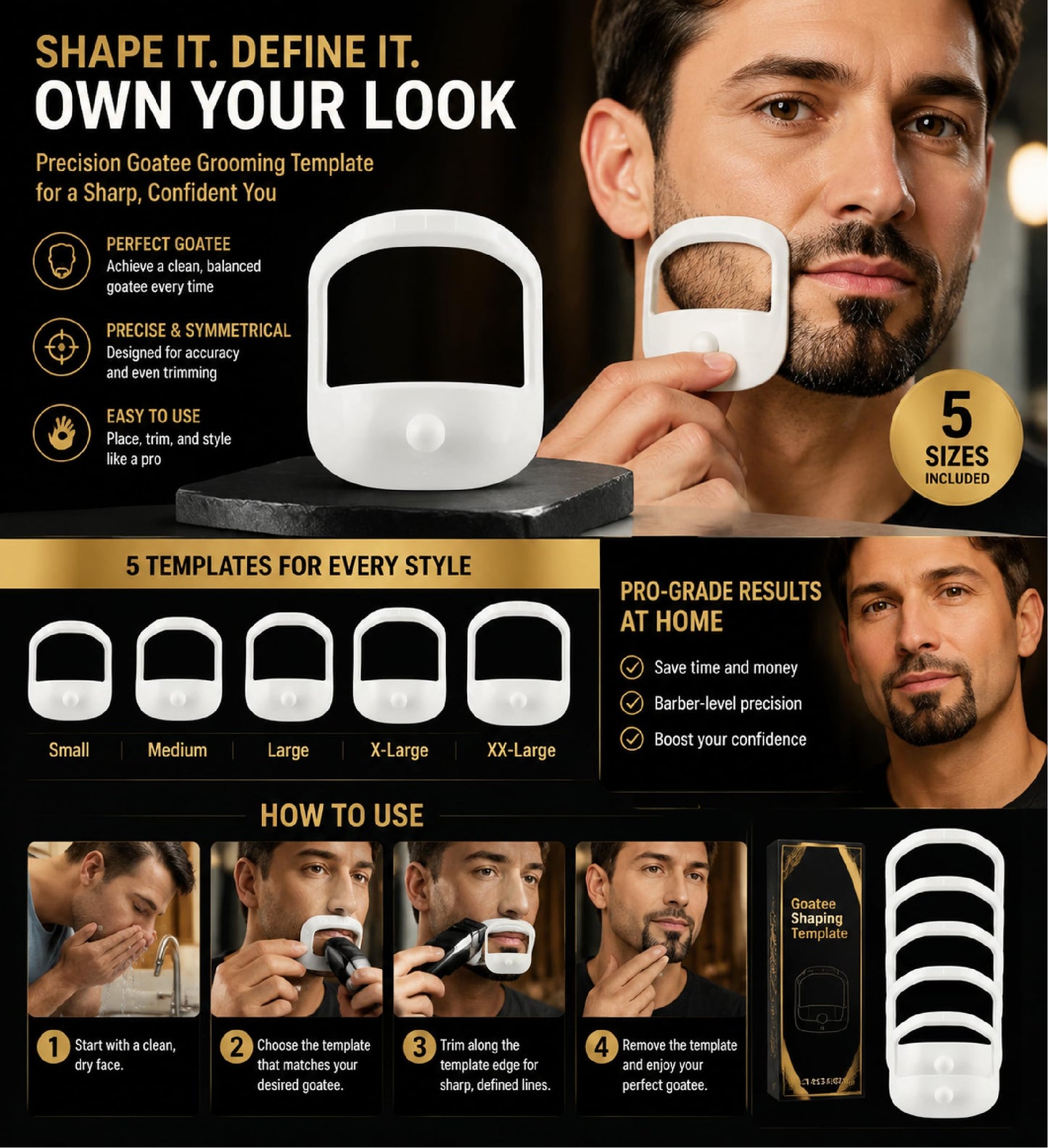 HORWIA 5Pcs Beard Shaper,Goatee Beard Styling Stencils Different Size,Beard Lineup Tool,Precision Goatee Template for Clean Sleek Stylish BeardLines Beauty and Personal Care horwia