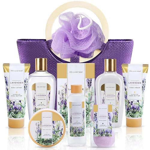 Spa Luxetique Gift Baskets for Women, Spa Gifts for Women - 10pcs Lavender Bath and Body Sets with Body Lotion, Bubble Bath, Relaxing Spa Sets Beauty & Personal Care spa luxetique