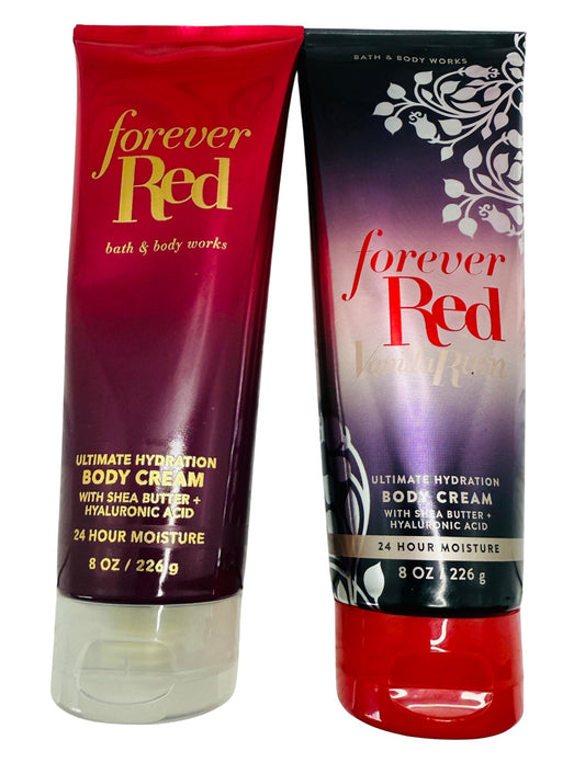Bath & Body Works Forever Red Vanilla Rum + Forever Red Body Cream Set of 2