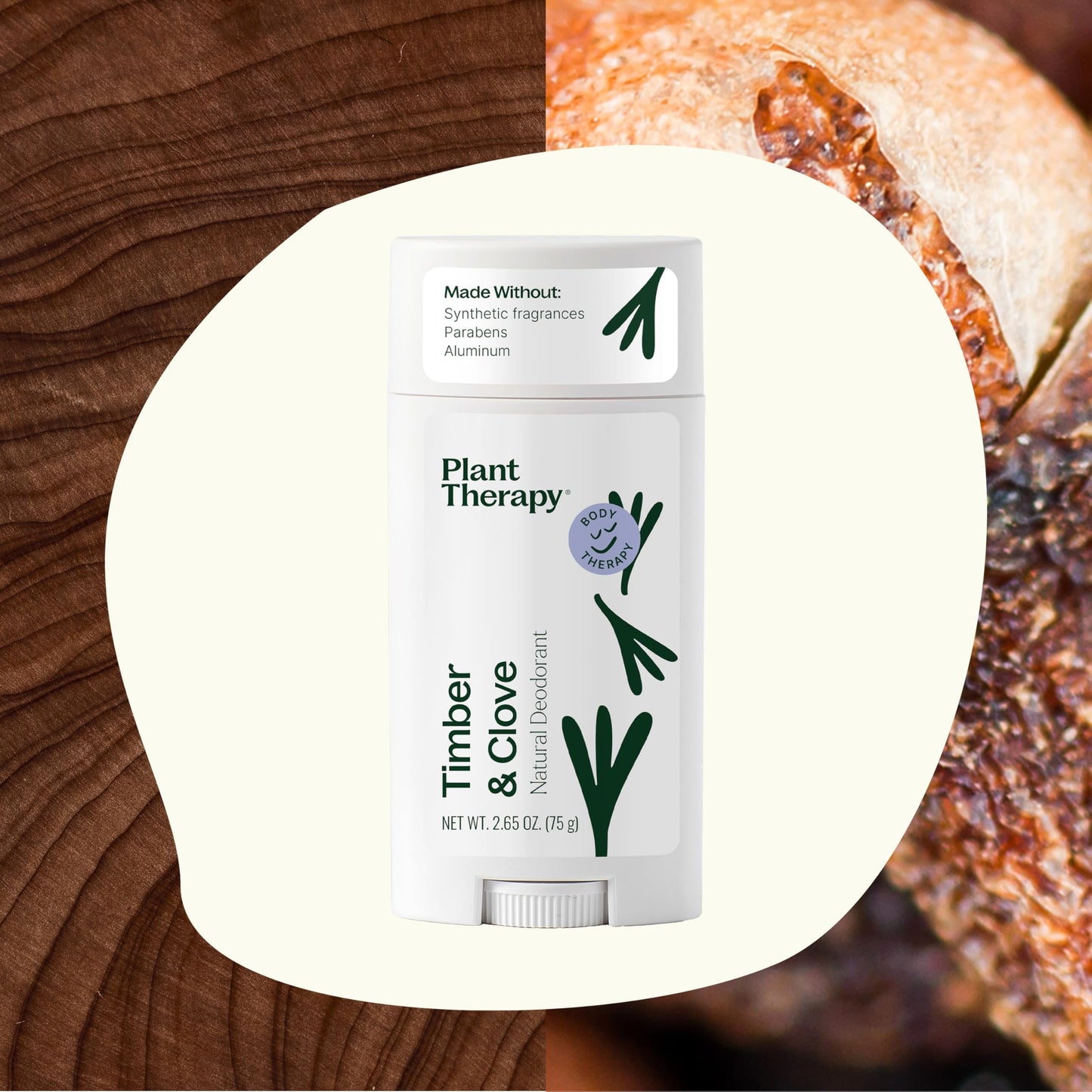 Plant Therapy Timber & Clove Natural Deodorant Aluminum Free 2.65 oz. Made with Natural Ingredients, Paraben Free, Neutralizes Odor, Absorbs Wetness Beauty and Personal Care Plant Therapy