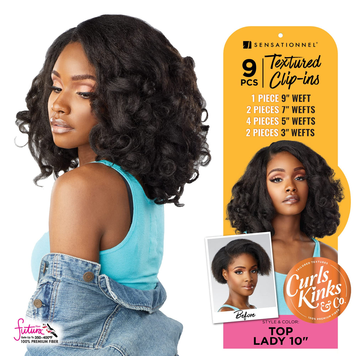 Sensationnel Curls Kinksandco Clip in-Top Lady 10 Inch,T2/30