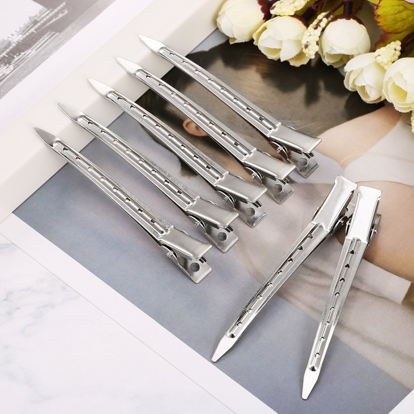 24 Pieces Duck Bill Hair Clips 3.5 Inches Duckbill Hair Clips Metal Alligator Curl Clips for Women Styling Sectioning Long Hair Sectioning Clips Beauty & Personal Care Hicarer