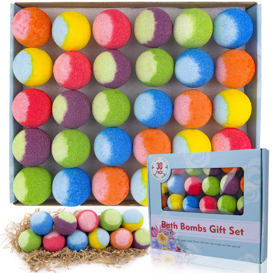 30 Pcs Bath Bomb Gift Set, Natural Organic Mini Bath Bombs, Handmade with Rich Fizz - Birthday Gift for Kids/Women/Men, Mother's Day, Ideal Gift Beauty and Personal Care PickMora