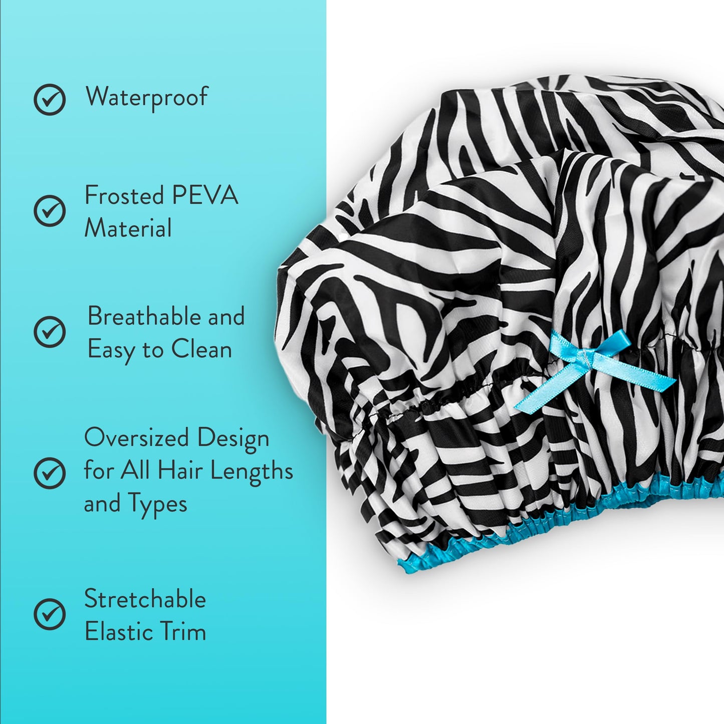 Reusable Shower & Bath Cap & Lined, Oversized Waterproof Shower Caps Large Designed for all Hair Lengths with PEVA Lining & Elastic Band Stretch Hem Beauty and Personal Care Betty Dain