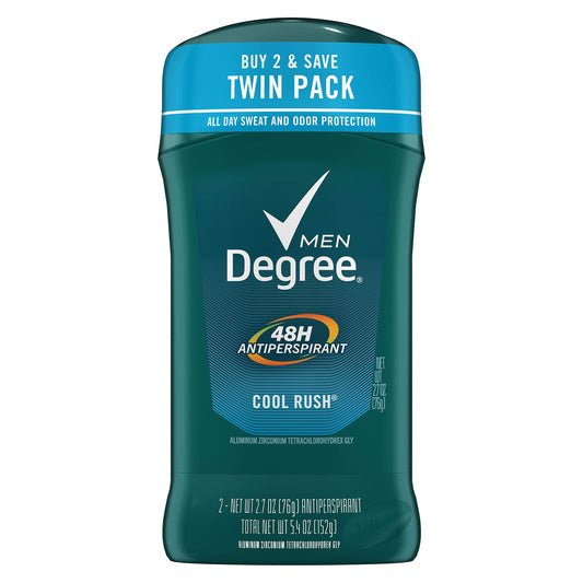 Degree Men Antiperspirant Deodorant Stick 48 Hour Sweat and Odor Protection Cool Rush Men's Deodorant Keeps You Feeling Fresh and Dry, 2.7 Ounce (Pack Beauty and Personal Care Unilever