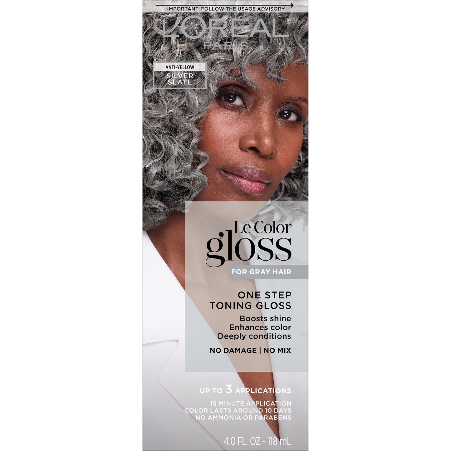 L’Oreal Paris Le Color Gloss One Step Toning Gloss, In-Shower Hair Toner with Deep Conditioning Treatment Formula for Gray Hair, Silver Slate, 1 Kit Beauty & Personal Care L'Oreal Paris