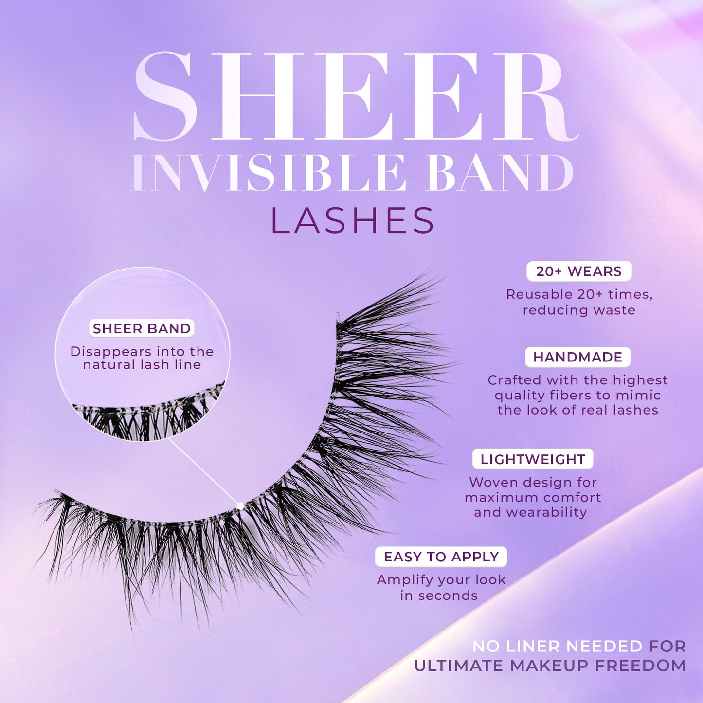 Lilly Lashes Sheer Band, False Eyelashes w/Invisible Band Lashes, False Lashes Natural Look, Wispy Lashes Style, Clear Band Lashes, Reusable Eyelashes Beauty & Personal Care Lilly Lashes