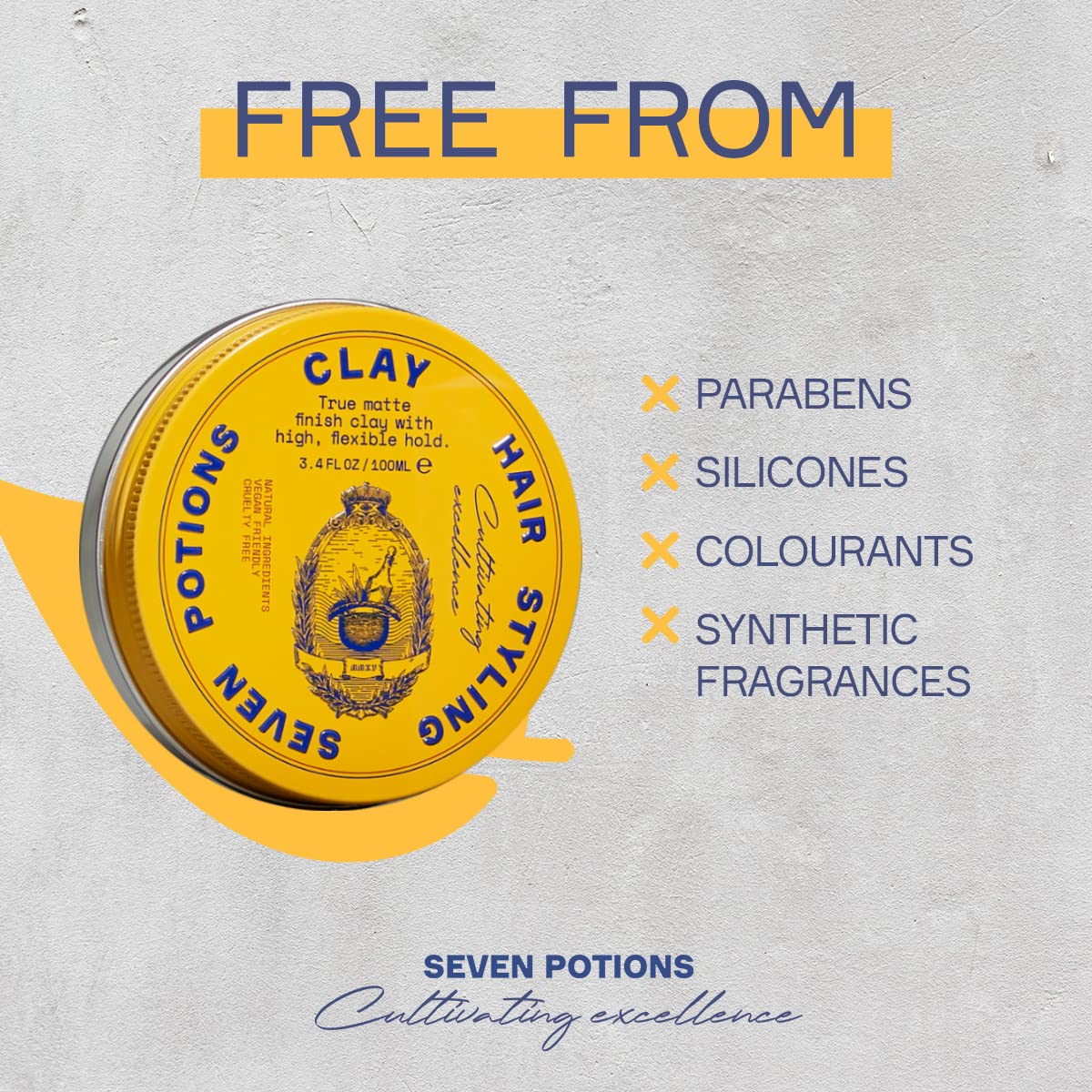 SEVEN POTIONS Hair Clay For Men and Women 3.4 fl oz - High Hold No Shine Hair Pomade For Men - Effortless Hair Styling Product That Leaves No Residue Beauty & Personal Care SEVEN POTIONS