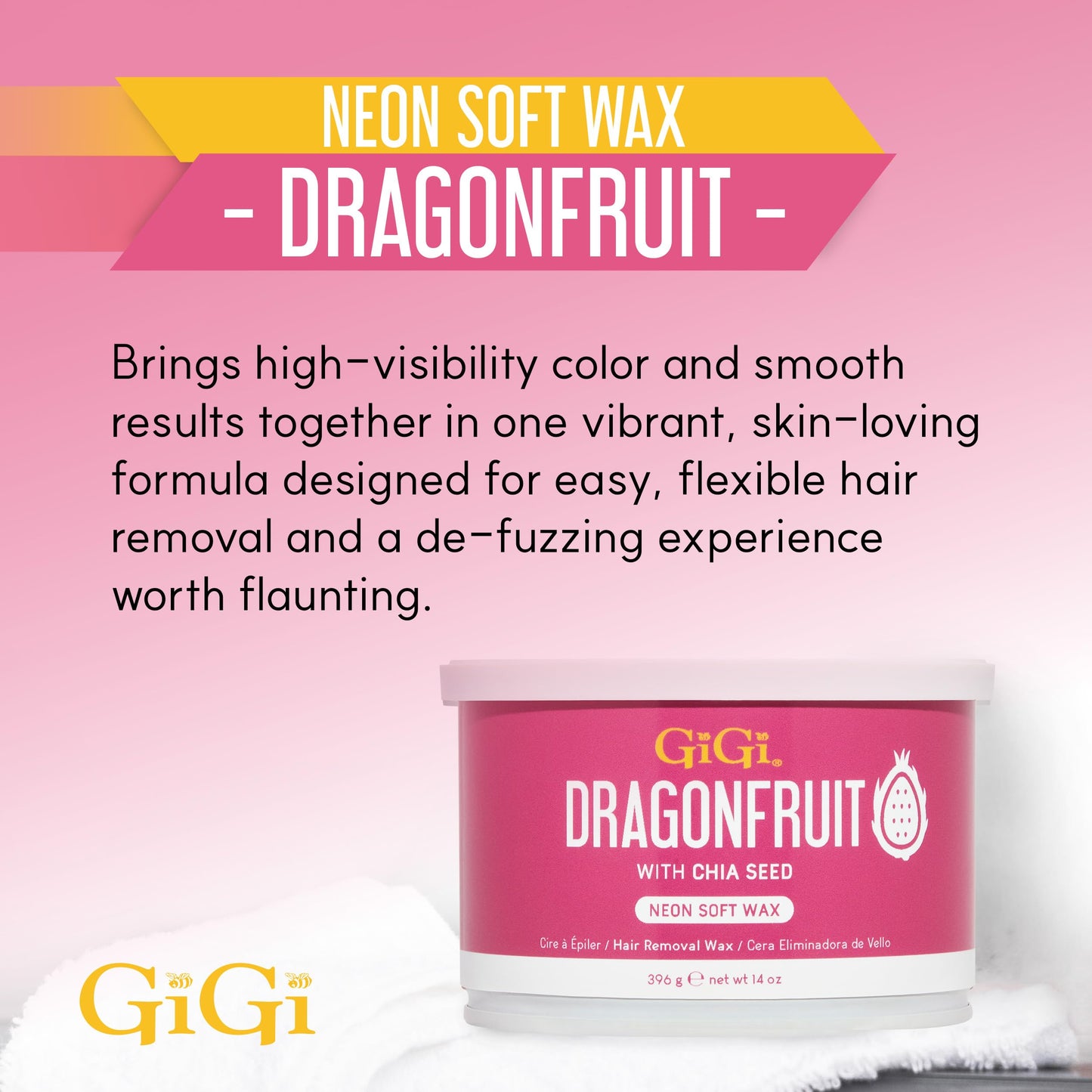 Gigi Neon Soft Wax, Dragonfruit - Hair Removal Wax for Sensitive Skin & Body, Salon & At-Home Waxing for Women, 14 Oz Beauty and Personal Care GIGI