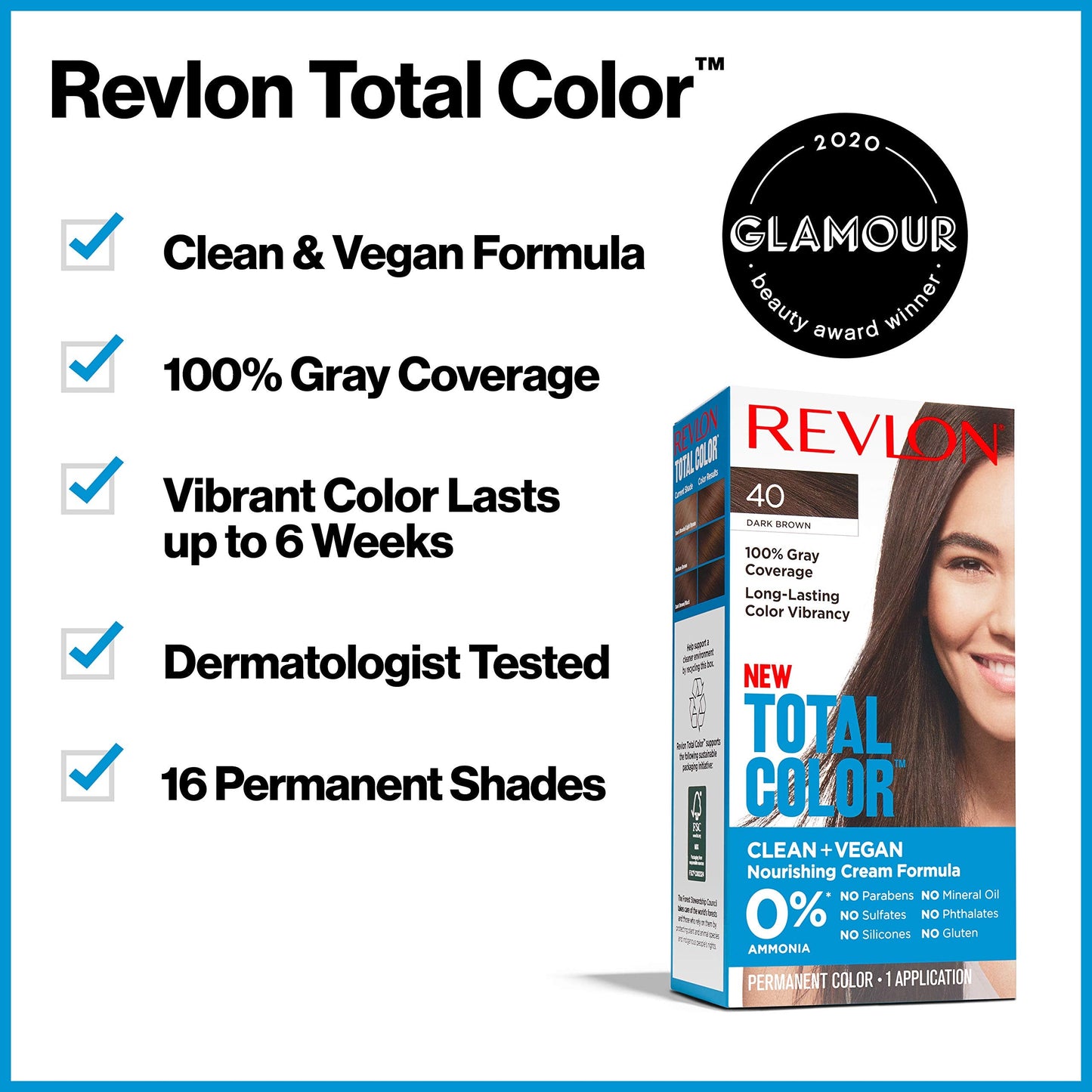 Revlon Permanent Hair Color, Permanent Hair Dye, Total Color with 100% Gray Coverage, Clean & Vegan, 63 Light Golden Brown, 3.5 Oz Beauty & Personal Care REVLON