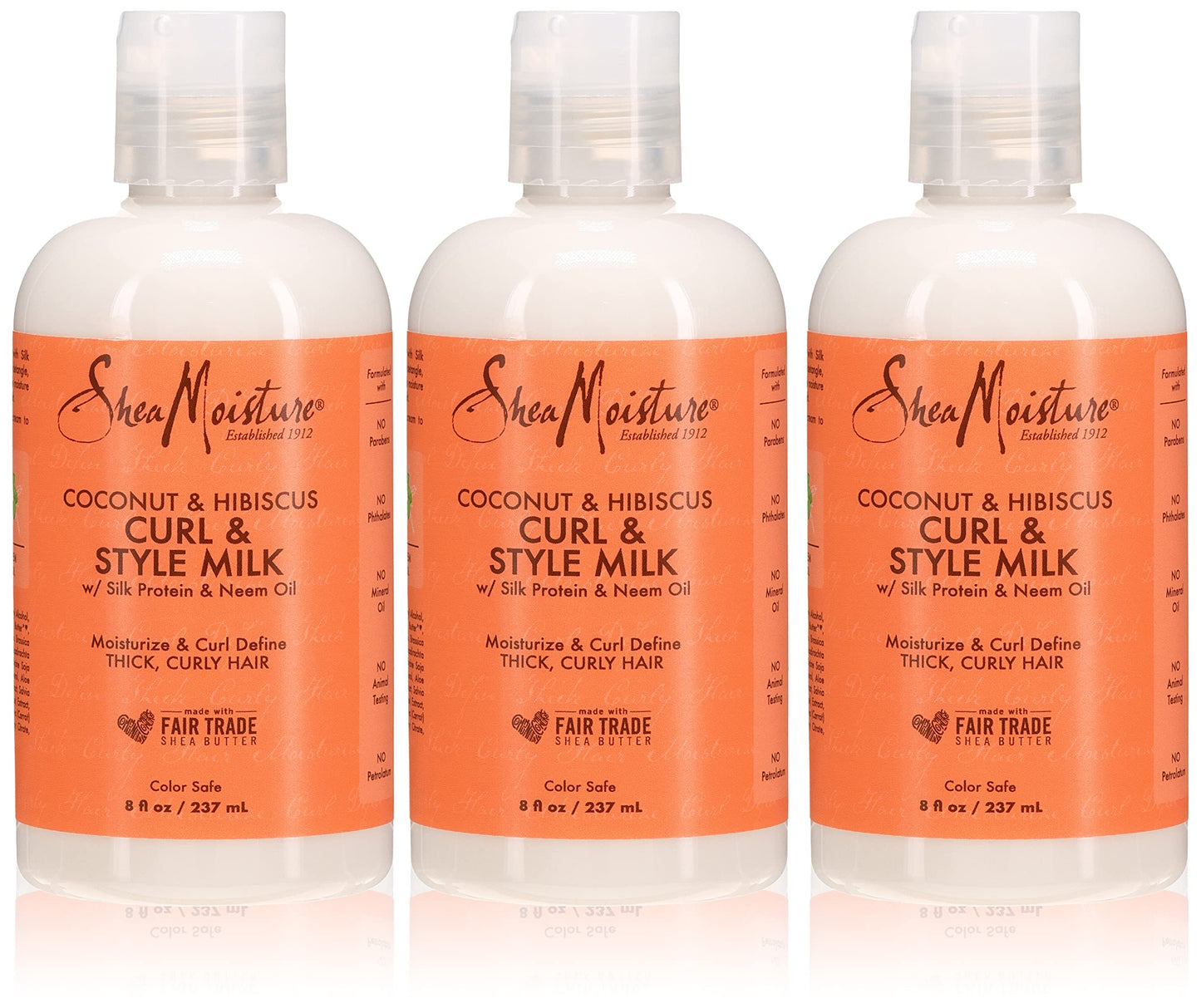 Shea Moisture Coconut & Hibiscus Curl & Style Milk 8 Ounce (235ml) (3 Pack) Beauty & Personal Care Shea Moisture