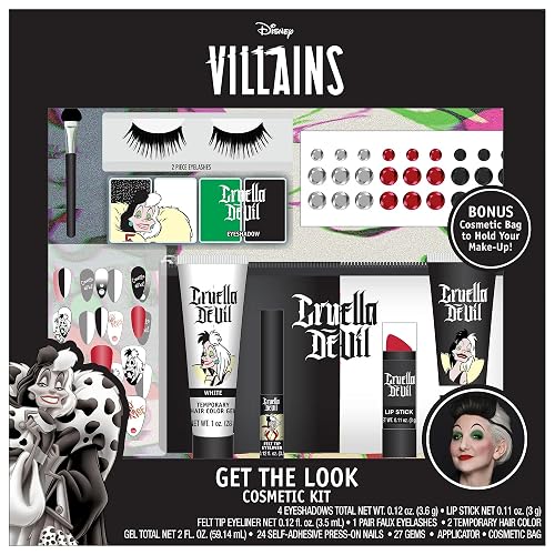 Disney Get The Look Cosmetic Kit Cosplay Halloween Costume Makeup Choose Cruella, Ariel. Jack Skellington (Cruella) Beauty & Personal Care Disney