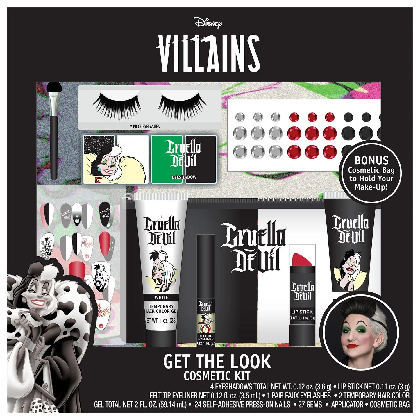 Disney Get The Look Cosmetic Kit Cosplay Halloween Costume Makeup Choose Cruella, Ariel. Jack Skellington (Cruella) Beauty & Personal Care Disney