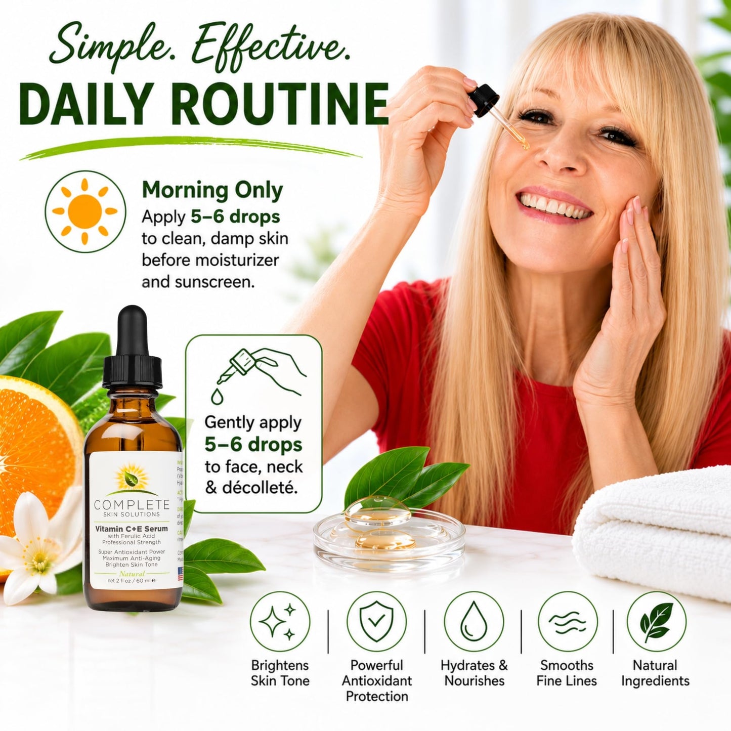 Complete Skin Solutions Natural Vitamin C E Serum With Ferulic Acid 2 oz Beauty & Personal Care COMPLETE SKIN SOLUTIONS