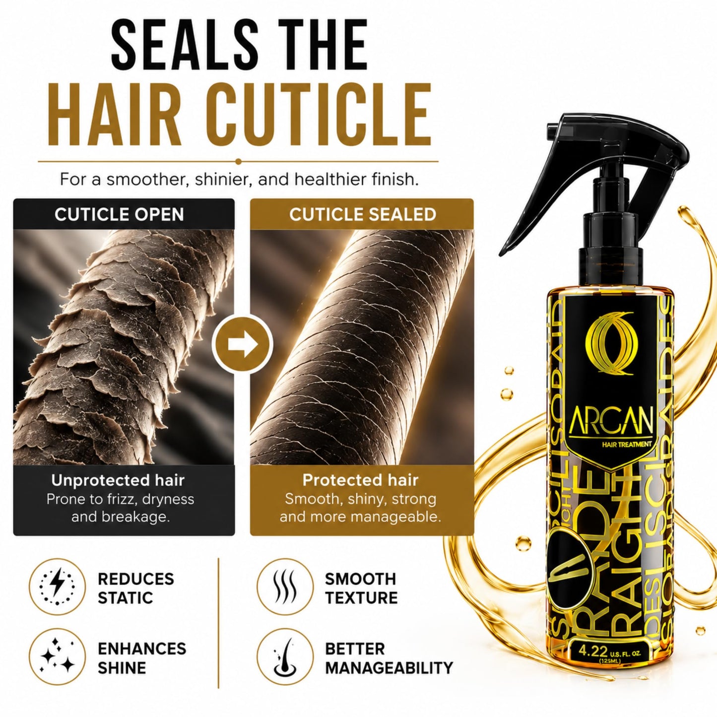 Argan Radiance Hair Treatment Spray with Moroccan Argan Oil - Leave-In Hair Shine & Anti-Frizz Spray, Heat Protectant for Dry Damaged Hair Beauty & Personal Care Five Brothers Products