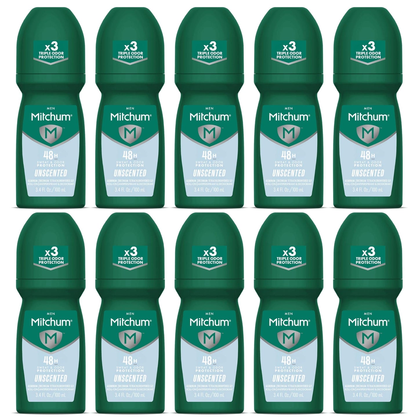 Mitchum Invisible Anti-Perspirant & Deodorant Roll-On, Unscented 3.4 oz (Pack of 10) Beauty and Personal Care Mitchum
