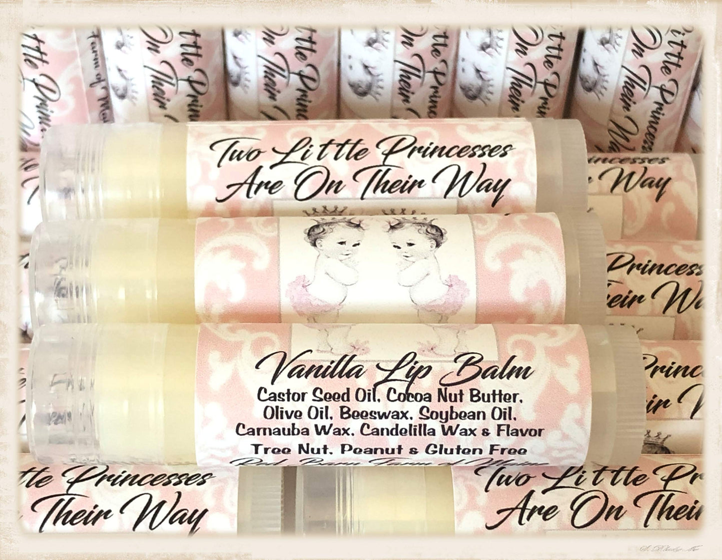 20 TWIN GIRL Lip Balm Baby Shower Party Favors Beauty and Personal Care Red Barn Farm of Maine