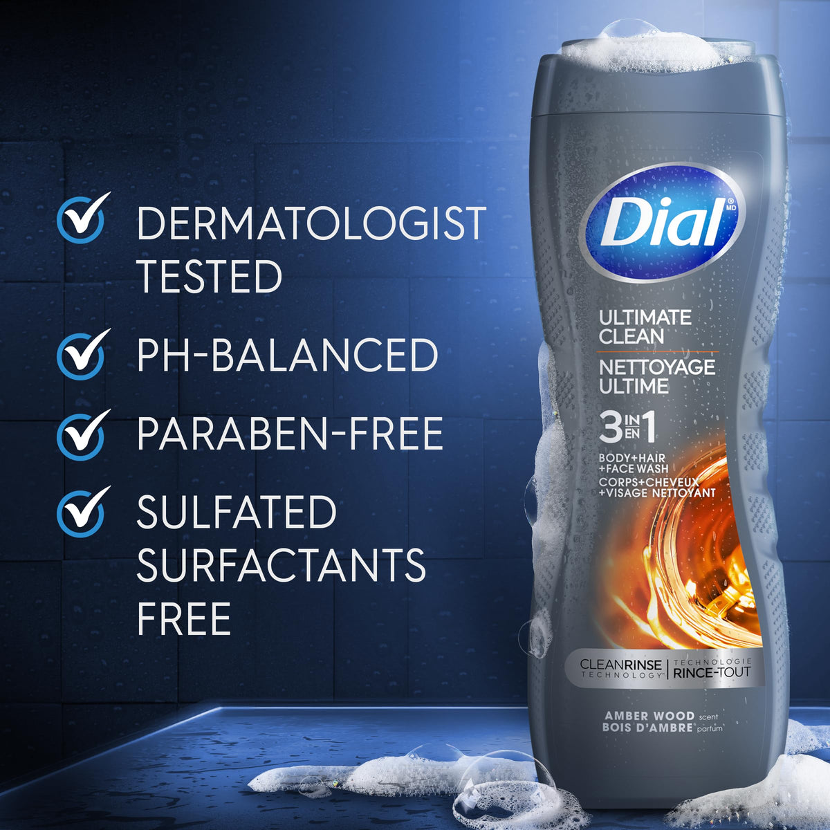 Dial Men 3in1 Body, Hair and Face Wash, Ultimate Clean, 16 fl oz (Pack of 1) Beauty & Personal Care Dial