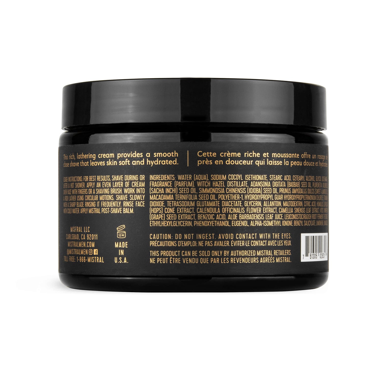 Mistral Cedarwood Marine Shaving Cream for Men - Smooth Triple Layered Foam - Men’s Shave Cream with Organic Plant Extracts - pH-balanced, Phthalates Beauty and Personal Care Mistral