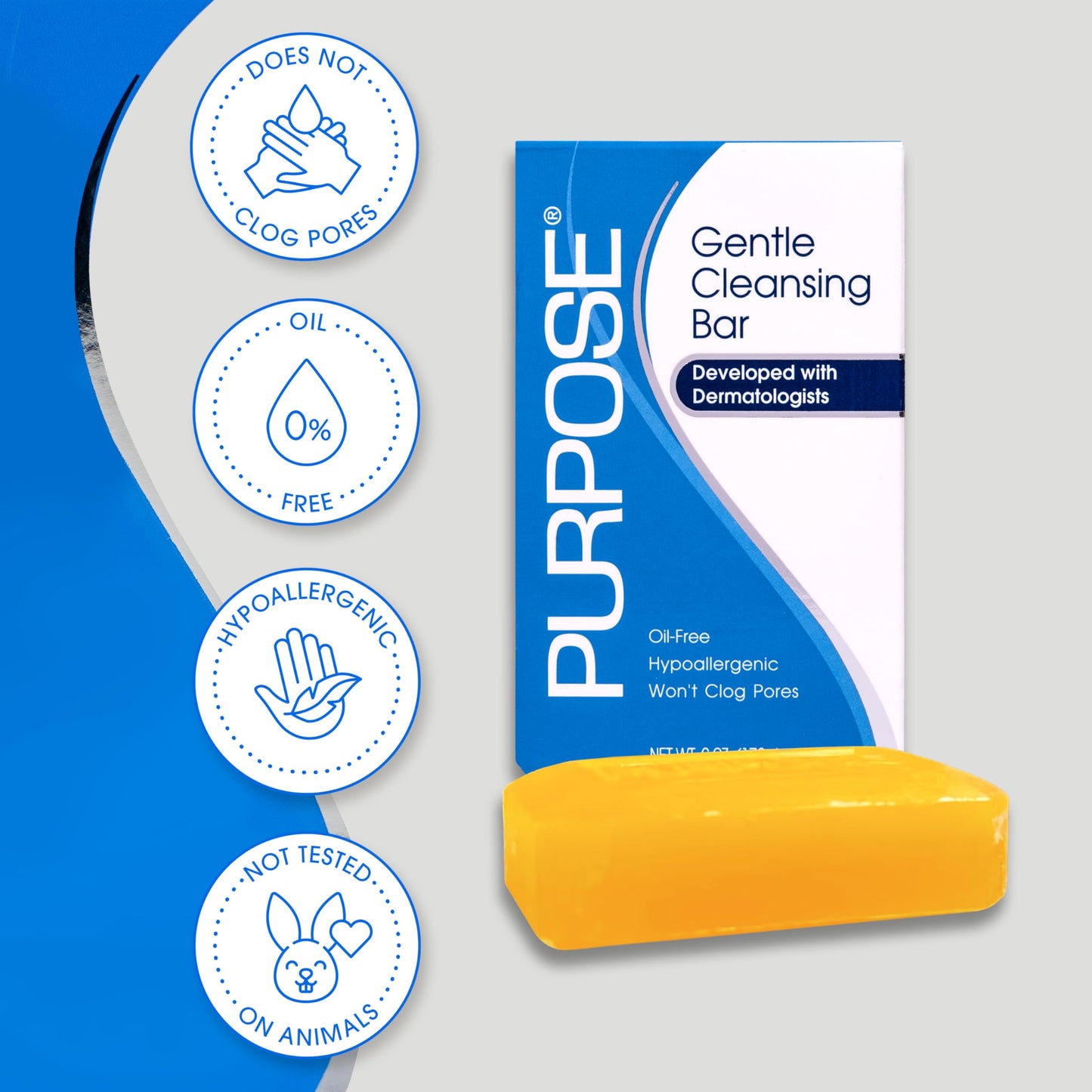 PURPOSE Gentle Cleansing Bar, Developed with Dermatologists, For Sensitive & Dry Skin, Oil-free, Hypoallergenic, Sulfate-Free, 6 oz Bar (Pack of 3) Beauty & Personal Care Purpose