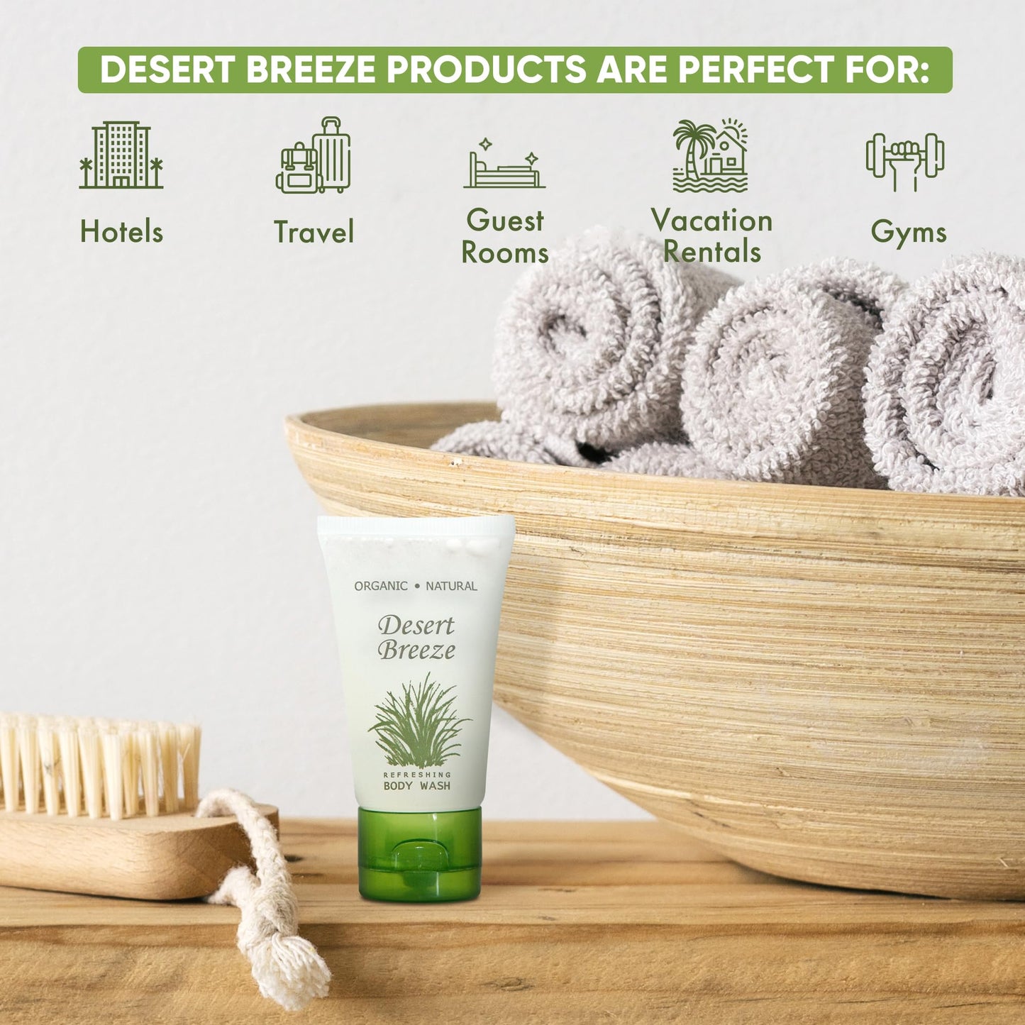 Travel Size Hotel Body Wash 20 Count 1 oz Bottles Guest Amenities for Vacation Rentals and Short Term Rentals Paraben Free Green Tea & Lemongrass Beauty & Personal Care Desert Breeze