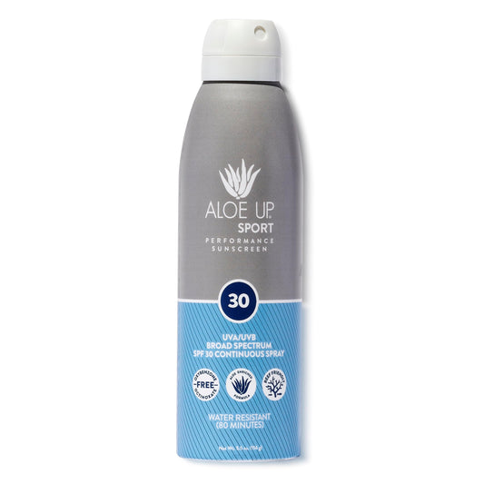 Aloe Up Sport Continuous Spray Sunscreen SPF 30 - Broad Spectrum UVA/UVB Sunscreen Protector for Face and Body - With Aloe Vera Gel - Fast Absorbing Beauty & Personal Care ALOE UP
