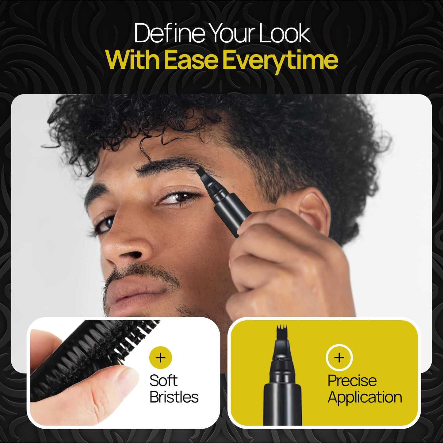 SELZALOT (Black) Beard Pen Filler for Men - 4-Tip Pencil with Brush Beauty and Personal Care SELZALOT
