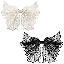 OIIKI 2 Pack Korean-Style Lace Mesh Barrette Hair Clips, Breathable Flower Dot Clips for Wedding, Party, Valentine's Day (Black, White) Beauty & Personal Care OIIKI
