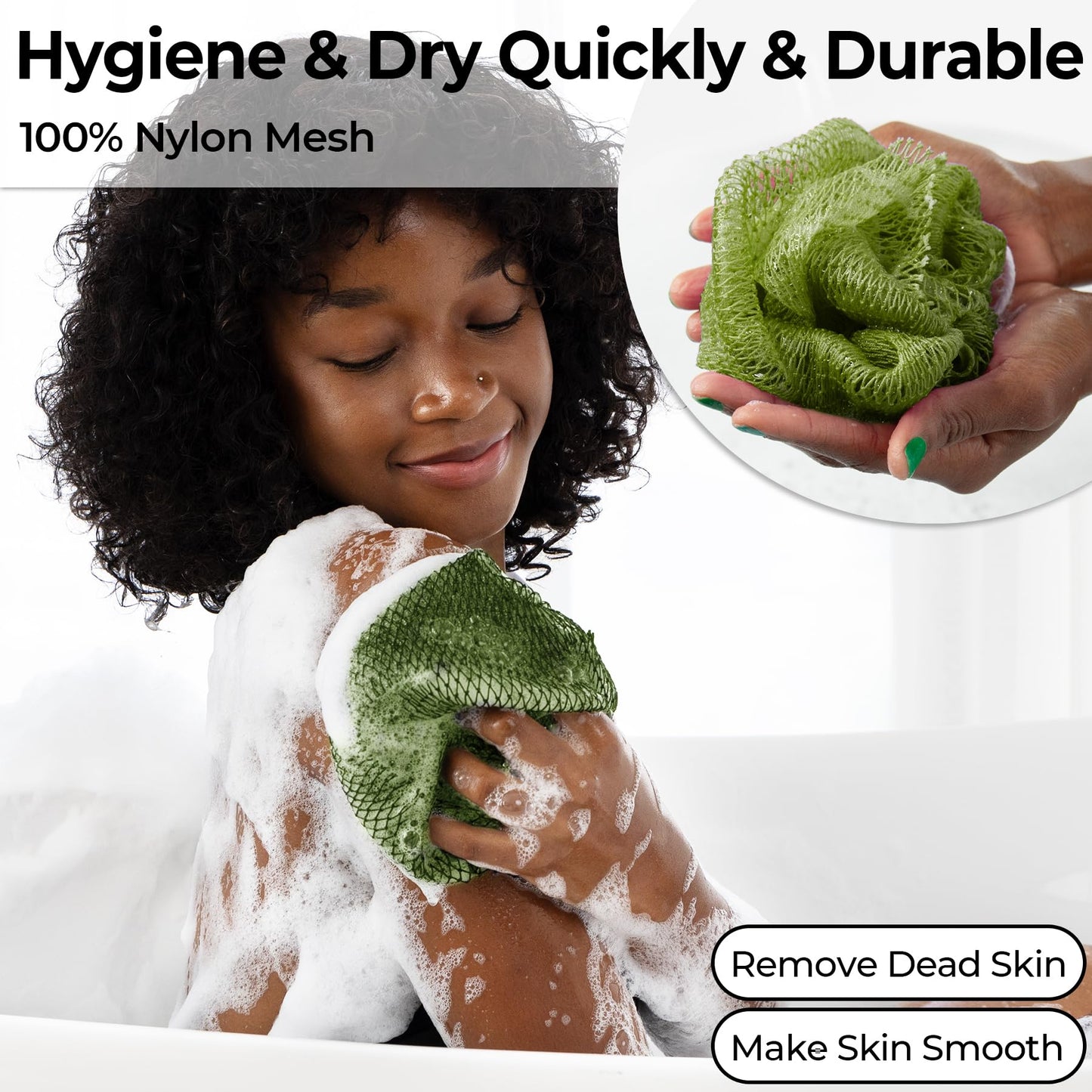 African Net Sponge Authentic - Afro Scrub Exfoliating Net Sponge with Knots - African Bath Sponges for Body Scrubber Exfoliator - Back Scrubber Beauty and Personal Care MINISENTIALS