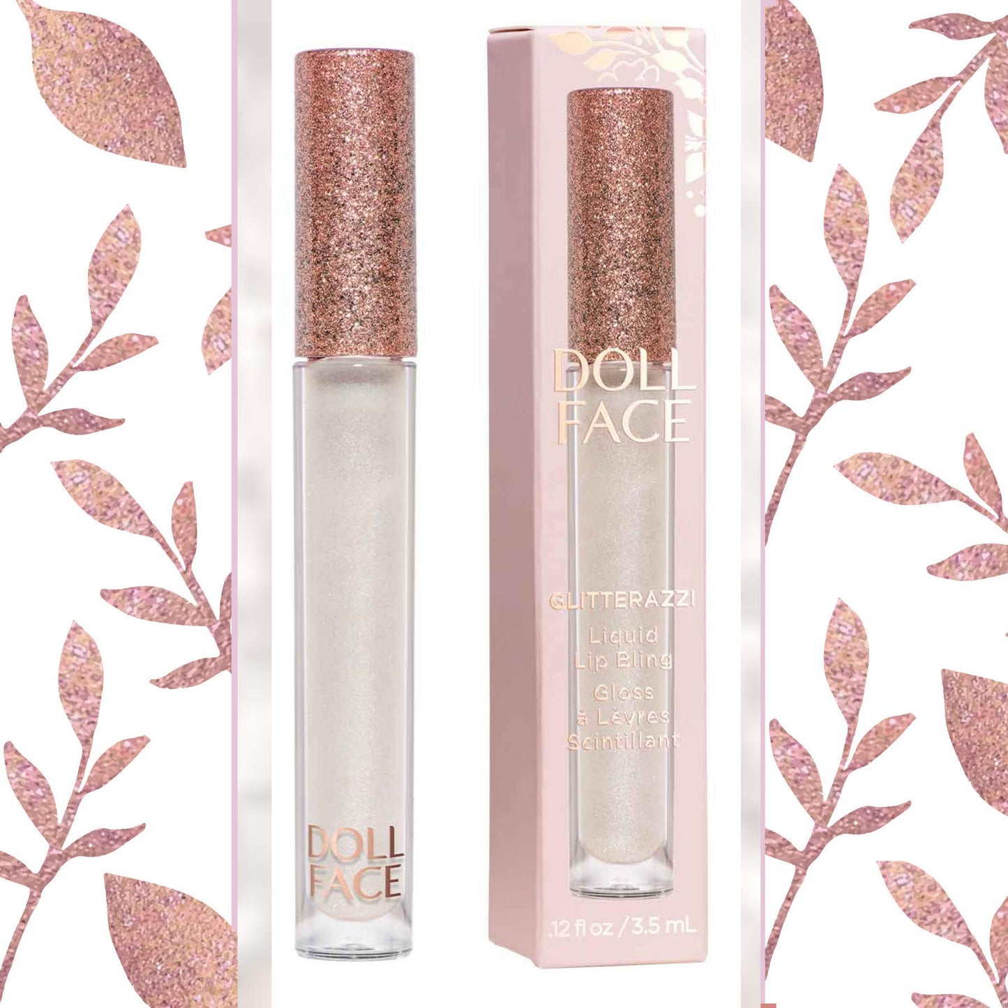 Doll Face Lip Gloss | Glitterazzi Liquid Lip Bling | Topping Glitter with a Glossy Shine for Lips | Sheer Finish | Cruelty-Free | Platinum Beauty & Personal Care Doll Face