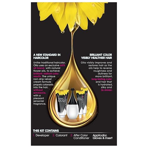 Garnier Olia Ammonia-Free Brilliant Color Oil-Rich Permanent Hair Color, 4.0 Dark Brown (1 Kit) Brown Hair Dye (Packaging May Vary) Beauty & Personal Care Garnier