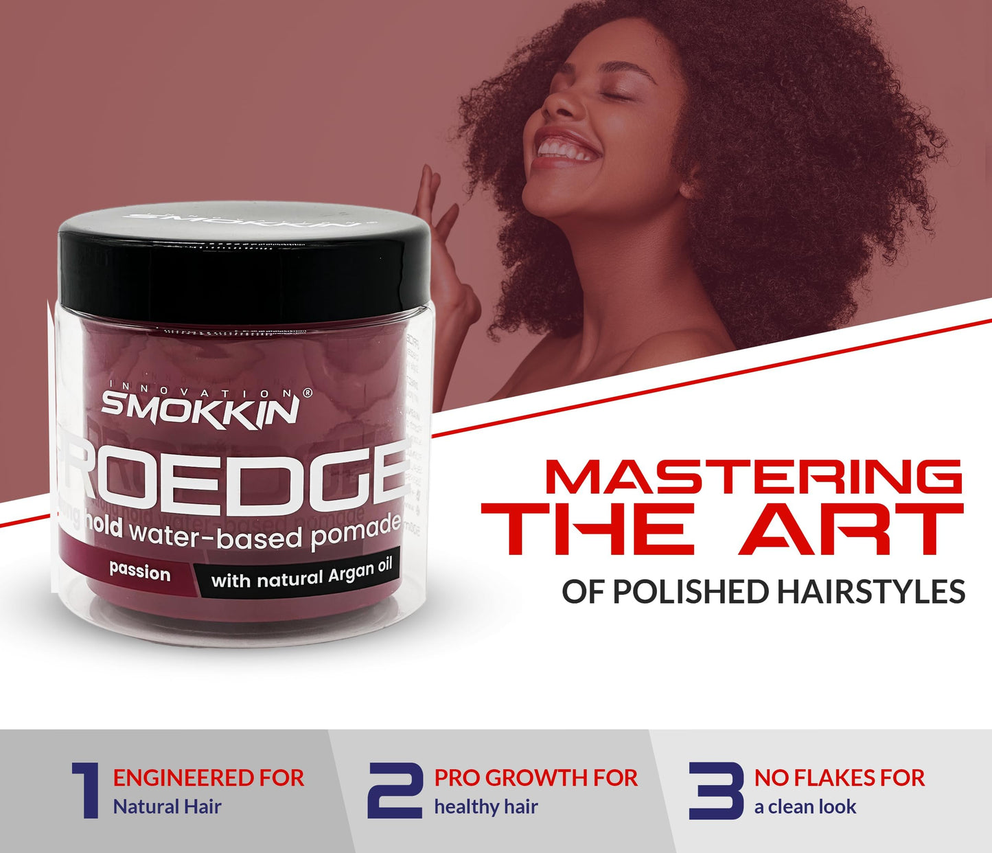 Smokkin Pro Edge Hair Styling Gel Alcohol-Free, Water-Based Pomade with Strong Hold & Argan Oil No Flakes, Edge Control, Twist & Braid Gel for Men Beauty & Personal Care INNOVATION SMOKKIN