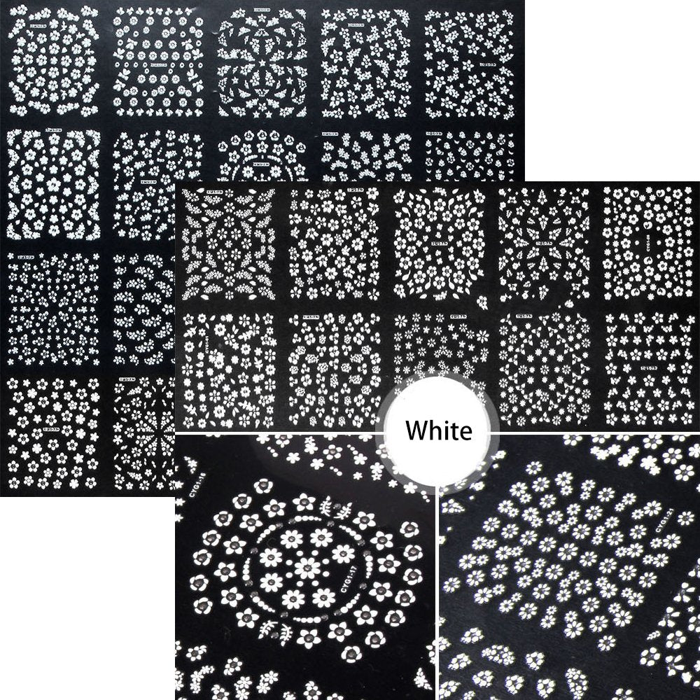 4500 Pieces Flowers Nail Stickers Kit 90 Sheets 3D Mini Nail Art Stickers Black White Colorful Various Patterns Flower Decals Self-Adhesive False Beauty & Personal Care Tazimi