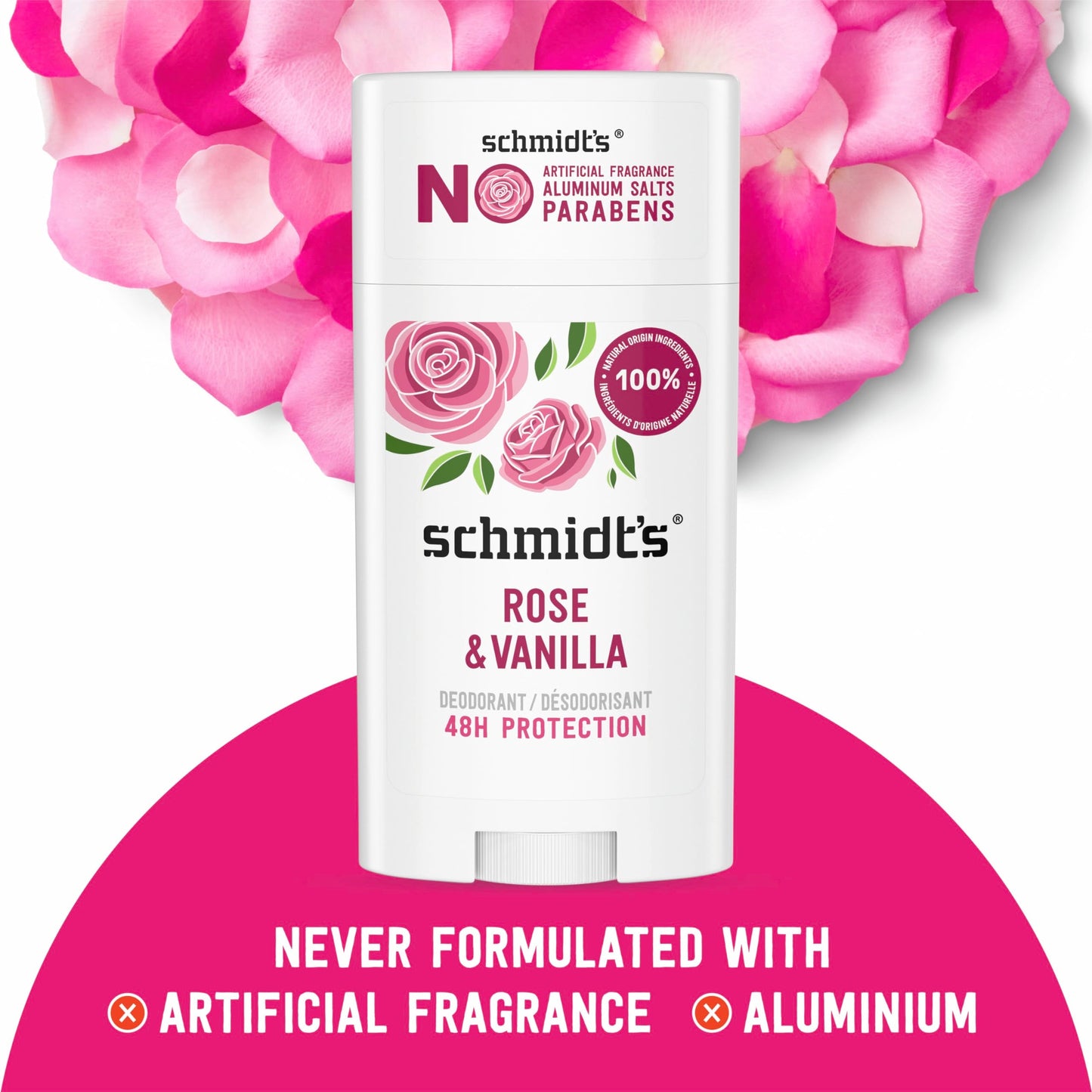Schmidt's Aluminum-Free Vegan Deodorant Rose & Vanilla with 24 Hour Odor Protection 2 Count for Women and Men, Natural Ingredients, Cruelty-Free, 2.65 Beauty and Personal Care Schmidt's