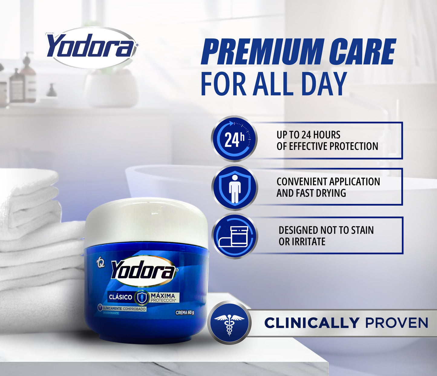 PACK OF 2-60gr Yahve - Yodora Clásico Cream Deodorant -Gentle Formula for Sensitive Skin - Hydrating and Vegan Deodorant - 24-Hour Protection Beauty and Personal Care Yahve