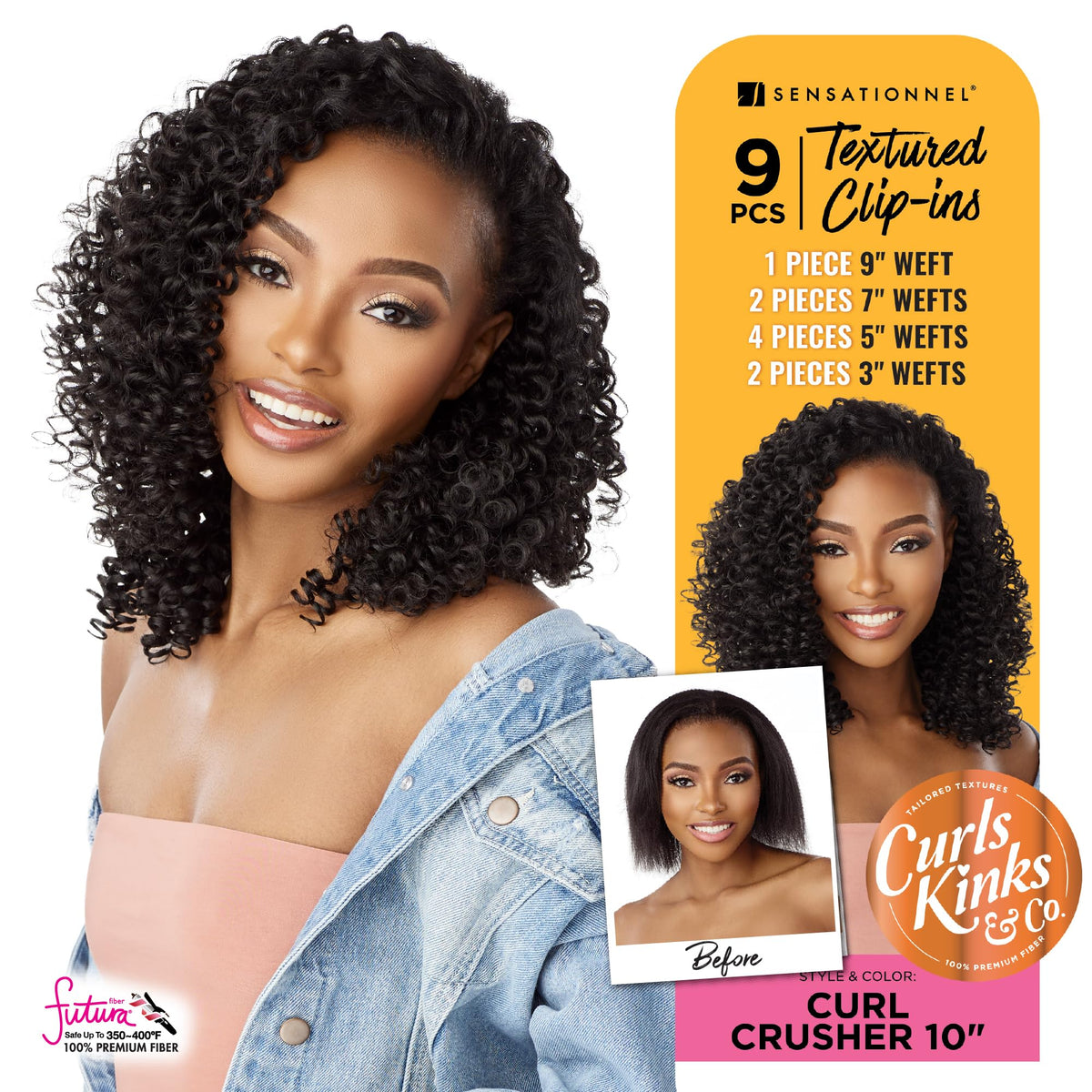 Sensationnel Curls kinksandco clip in - curl crusher 10 inch easy to use clips for natural 3c to 4c hair textures (T2/BG)