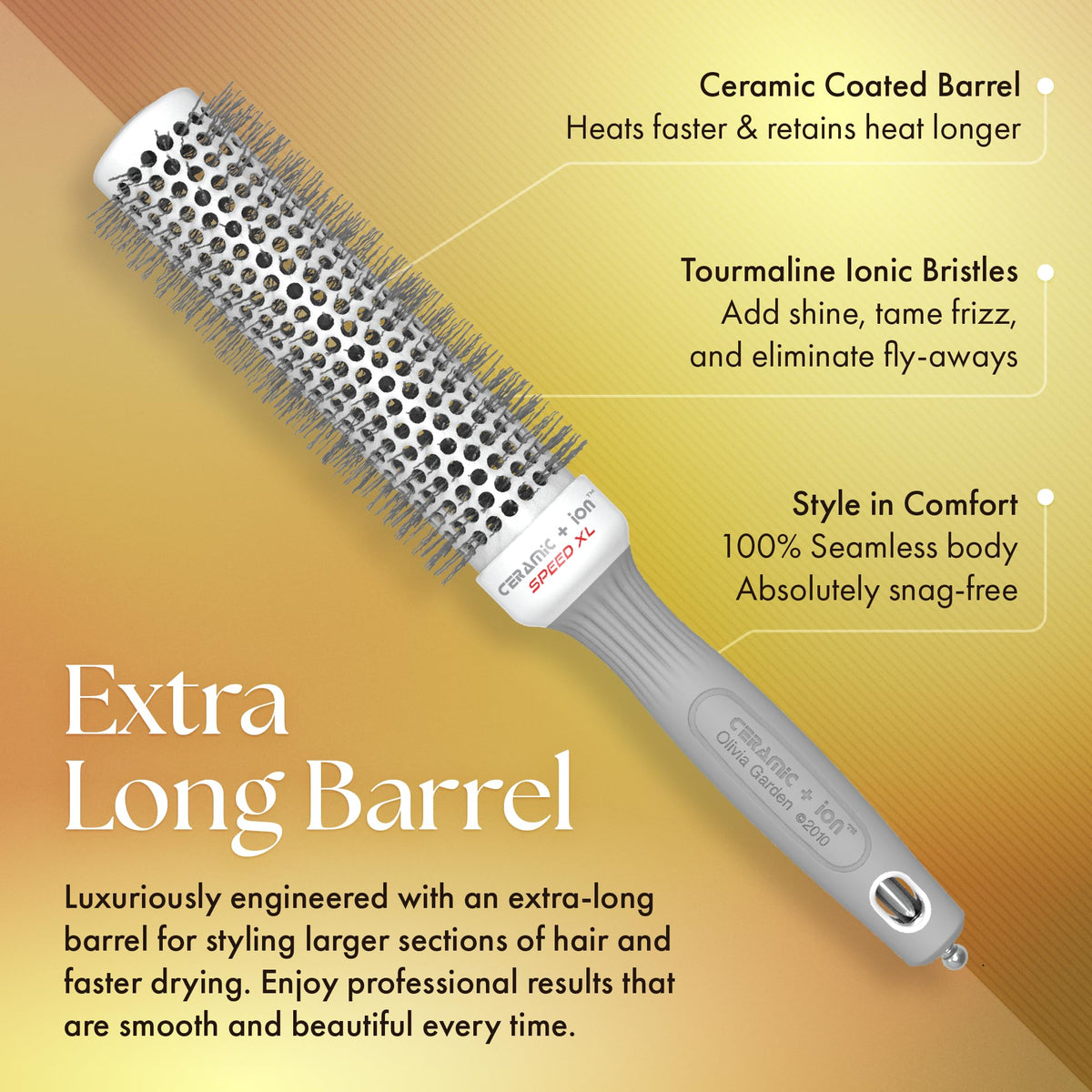 Olivia Garden Ceramic + Ion Speed XL - Extra-Long Round Thermal Hair Brush - Not Electrical - Professional Blowout Brush for Normal to Thick Hair - 1 Beauty & Personal Care Olivia Garden