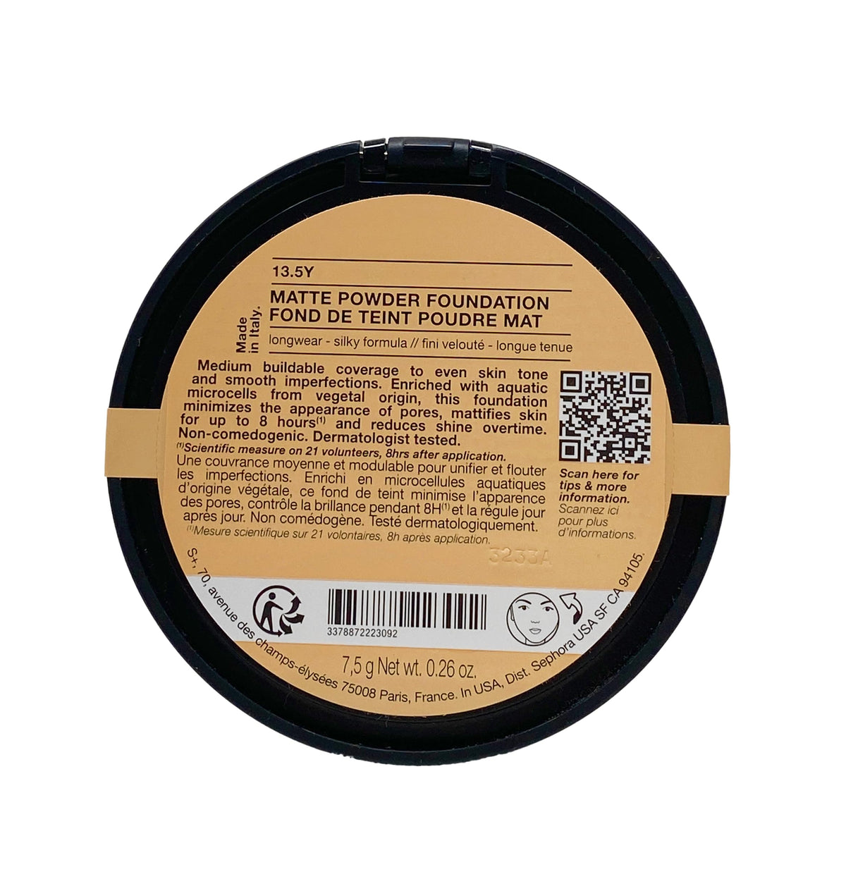 Sephora Matte Powder Foundation - 13.5 Y (light, yellow undertone) .26 Oz