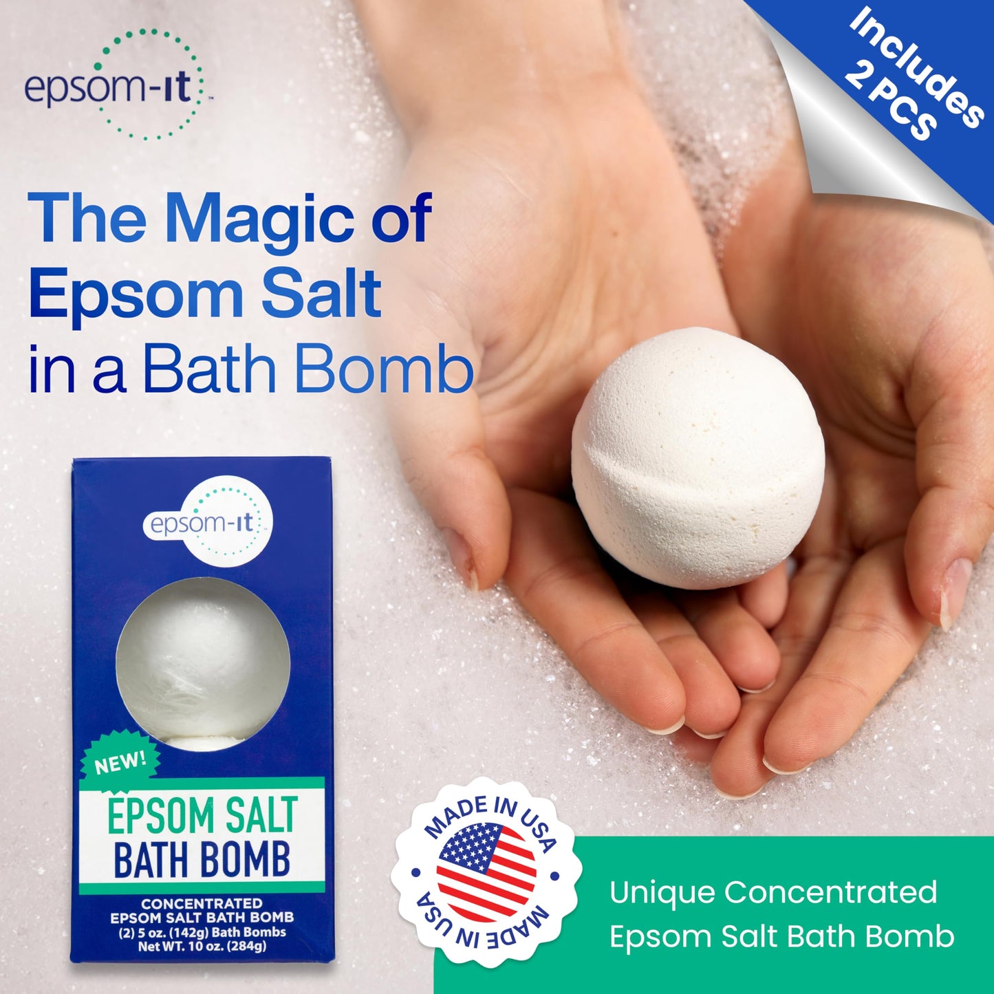 Epsom-It Epsom Salt Bath Bomb - Magnesium Sulfate Epsom Salts for Soothing and Refreshing soak, Recovery Magnesium Bath Soak for Women & Men Beauty and Personal Care EPSOM-IT