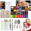 Ruihangda 42 Colors Face Painting Kit for Kids, Non Toxic Water Based Face Body Paint with Brushes, Stencils, Sponges, Gem Stickers, Washable Makeup Beauty & Personal Care Ruihangda