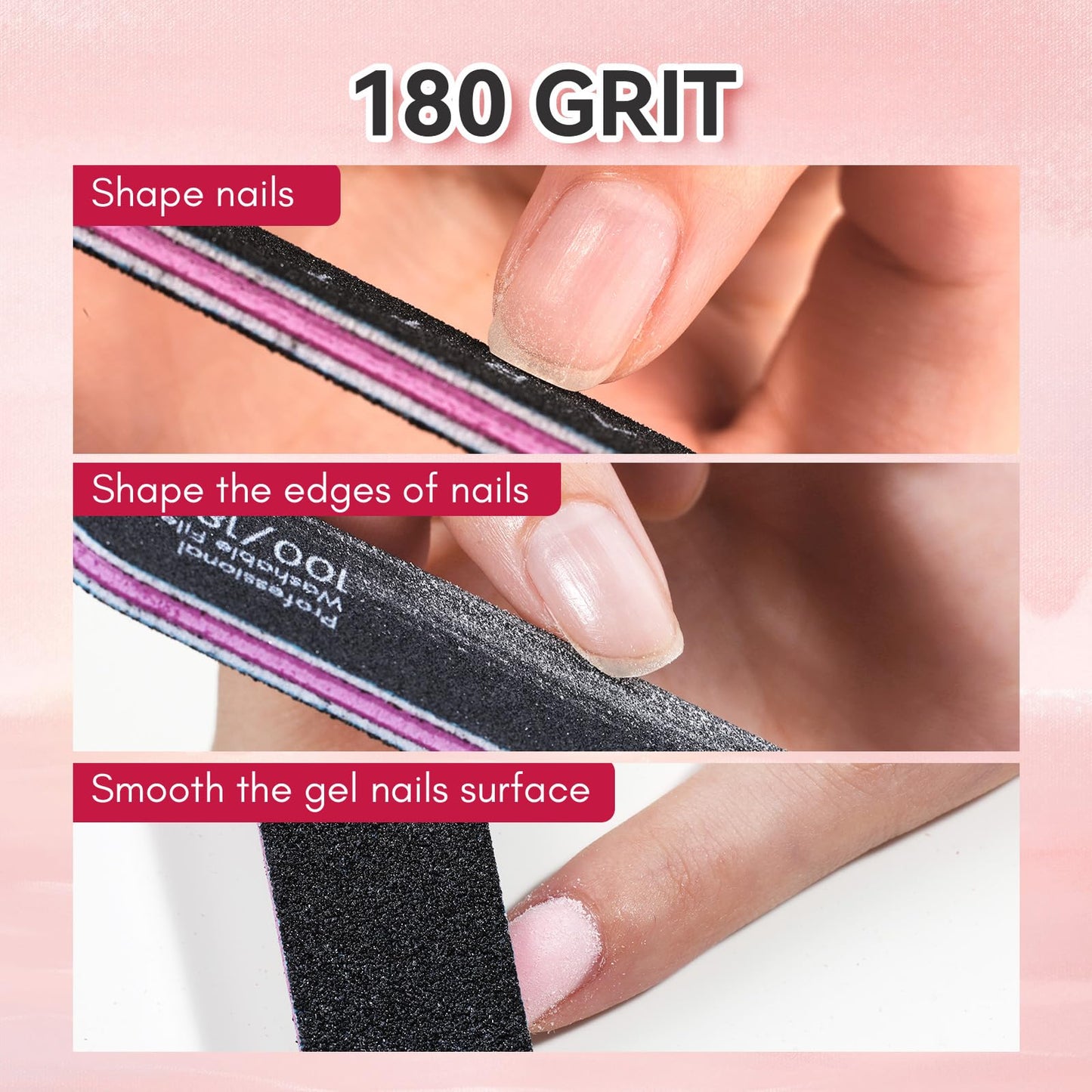 Makartt Nail File - 100/180 Grit Emery Boards for Nails, Professional Nail Files, 10pcs Double Sides Black Coarse Fingernail Filer for Acrylic Beauty & Personal Care Makartt