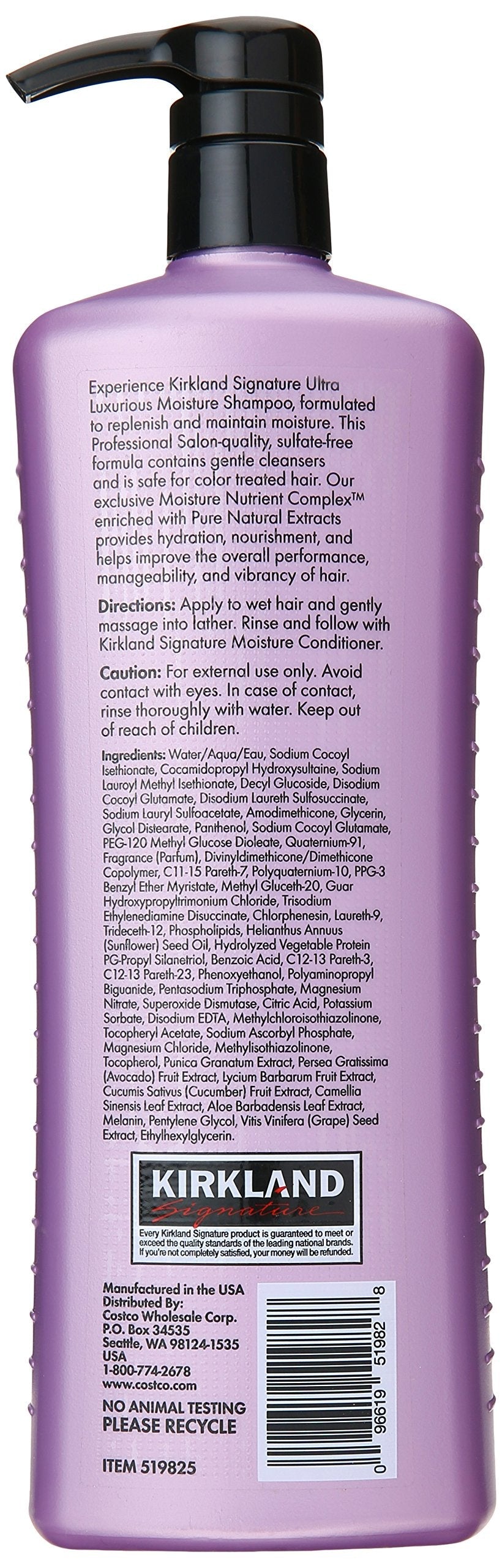 Kirkland Signature Professional Salon Formula Moisture Shampoo, 33.8 Fl. Oz. Beauty & Personal Care KIRKLAND