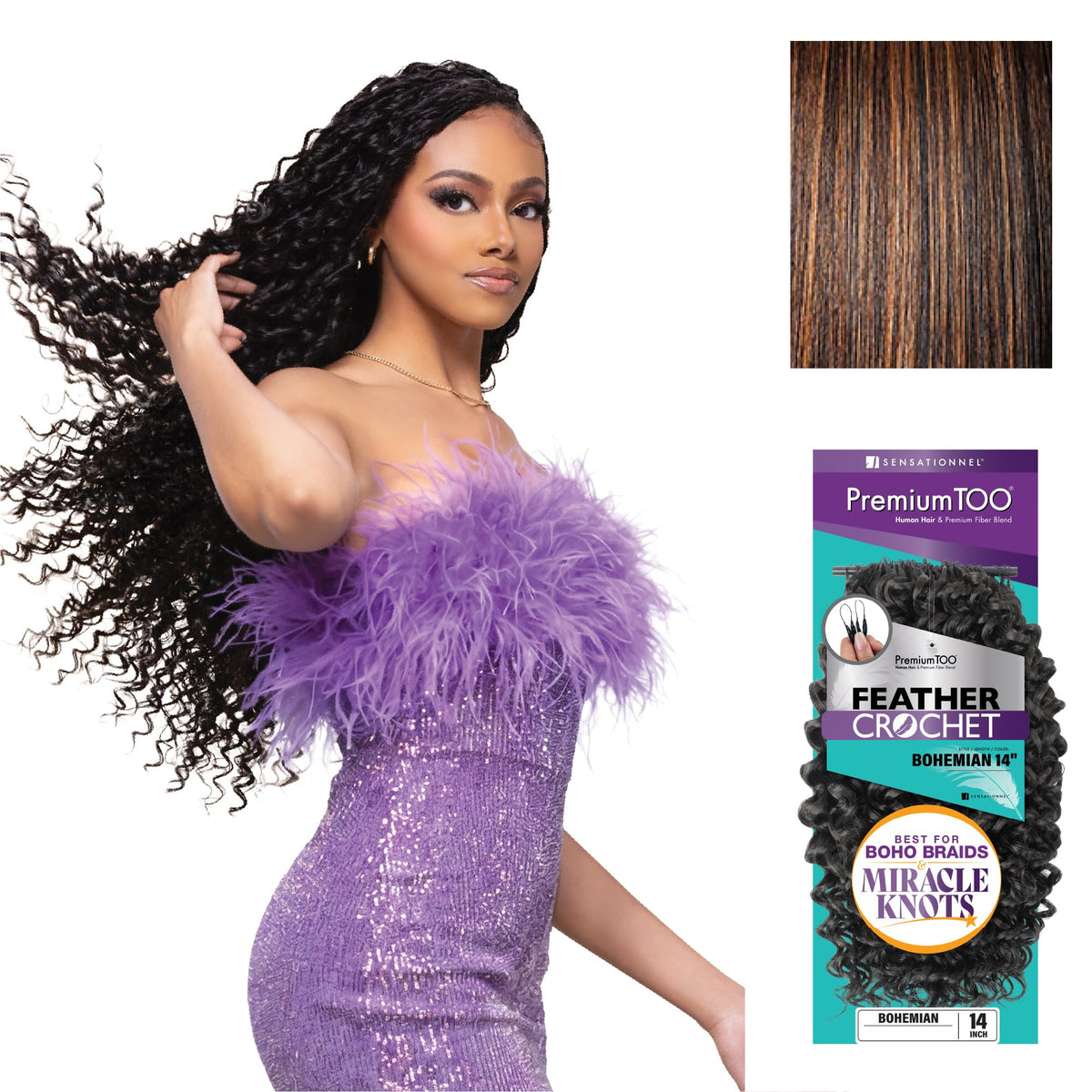 Sensationnel PremiumToo Feather Crochet Braids-Bohemian,14in, S1B/30