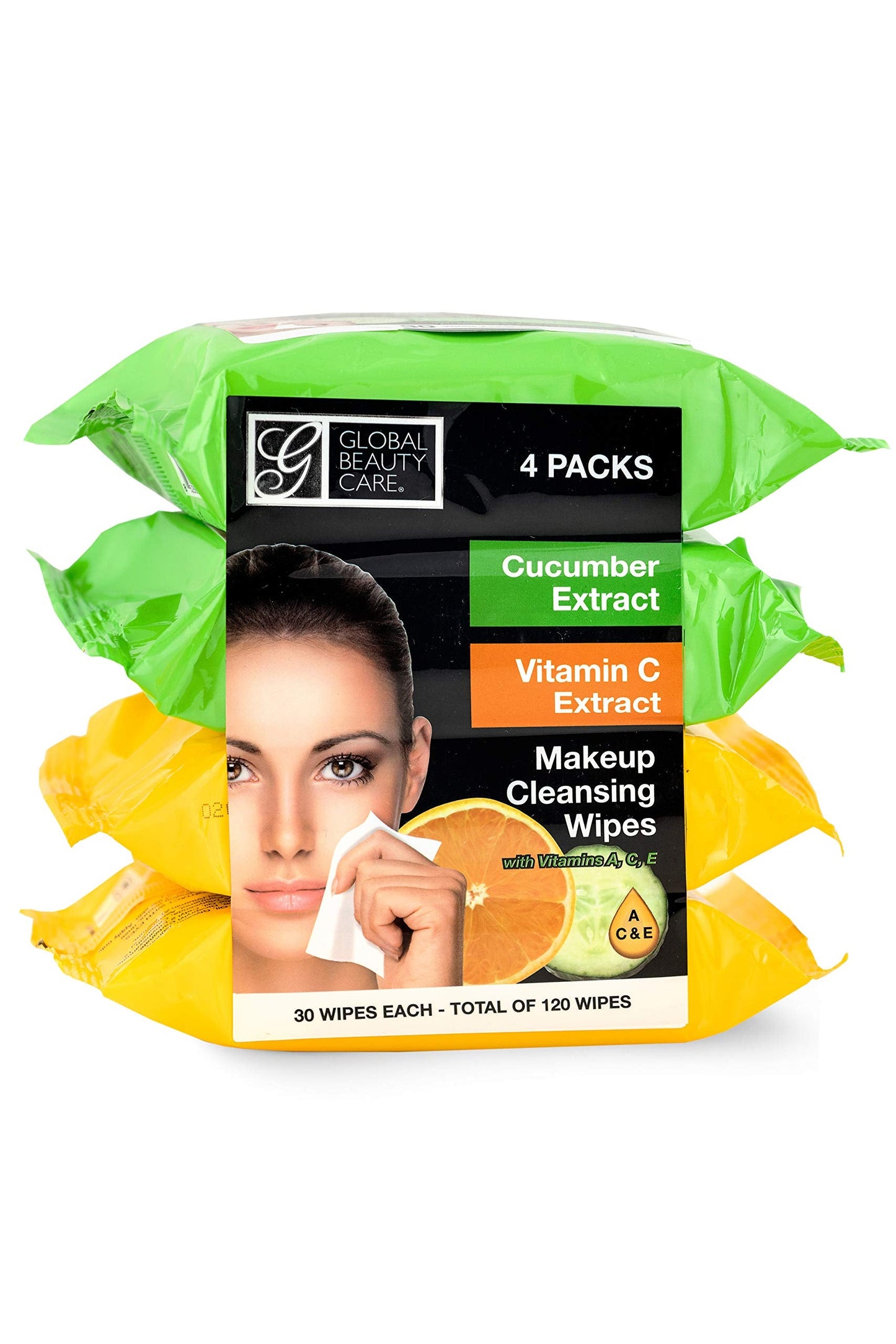 Global Beauty Care Makeup Cleansing Wipes 120 Count (4-Pack) (ASSORTED - 2PK x VITAMIN C | CUCUMBER) Beauty & Personal Care Global Beauty Care