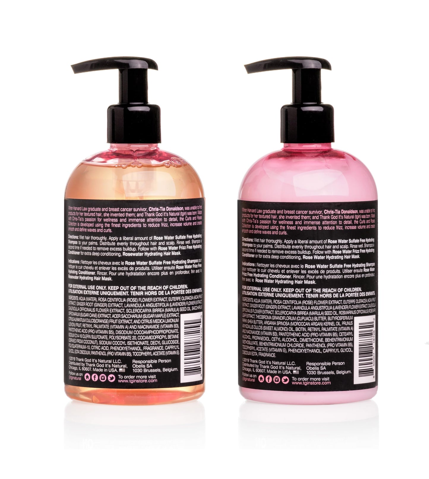tgin Rose Water Shampoo + Conditioner Duo for Curly, Coily and Wavy Hair, Sulfate Free, with Rose Water, Acai Berries, Nourishes and Detangles Dry Beauty & Personal Care Thank God It's Natural