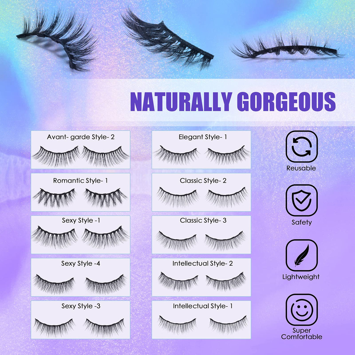 DEJAVIA Magnetic Lashes [10 Pairs], Premium Natural Looking, Reusable Lightweight Wispy Strong Magnetic Eyelashes with Applicator and Tweezers, No Beauty & Personal Care DEJAVIA