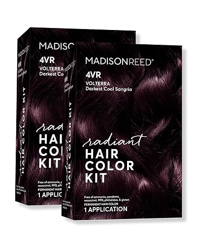 Madison Reed Radiant Hair Color Kit | 4VR Darkest Cool Sangria (Volterra Amethyst) for 100% Gray Hair Coverage | Salon Quality Permanent Hair Dye | Beauty & Personal Care Madison Reed