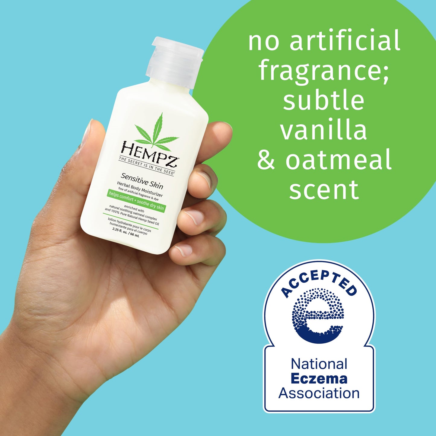 Hempz Sensitive Skin Herbal Body Moisturizer with Oatmeal, Shea Butter for Women and Men,2.25 oz. -Premium,Soothing Body Lotion with Hemp/ Cocoa Beauty & Personal Care Hempz