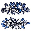 CustomyLife 2pcs 3.35inch Vintage Crystal Hair Barrettes, Sapphire Blue Bun Updo Hair Clips, Sparkly Rhinestone French Wedding Prom Formal Hair Beauty & Personal Care CustomyLife