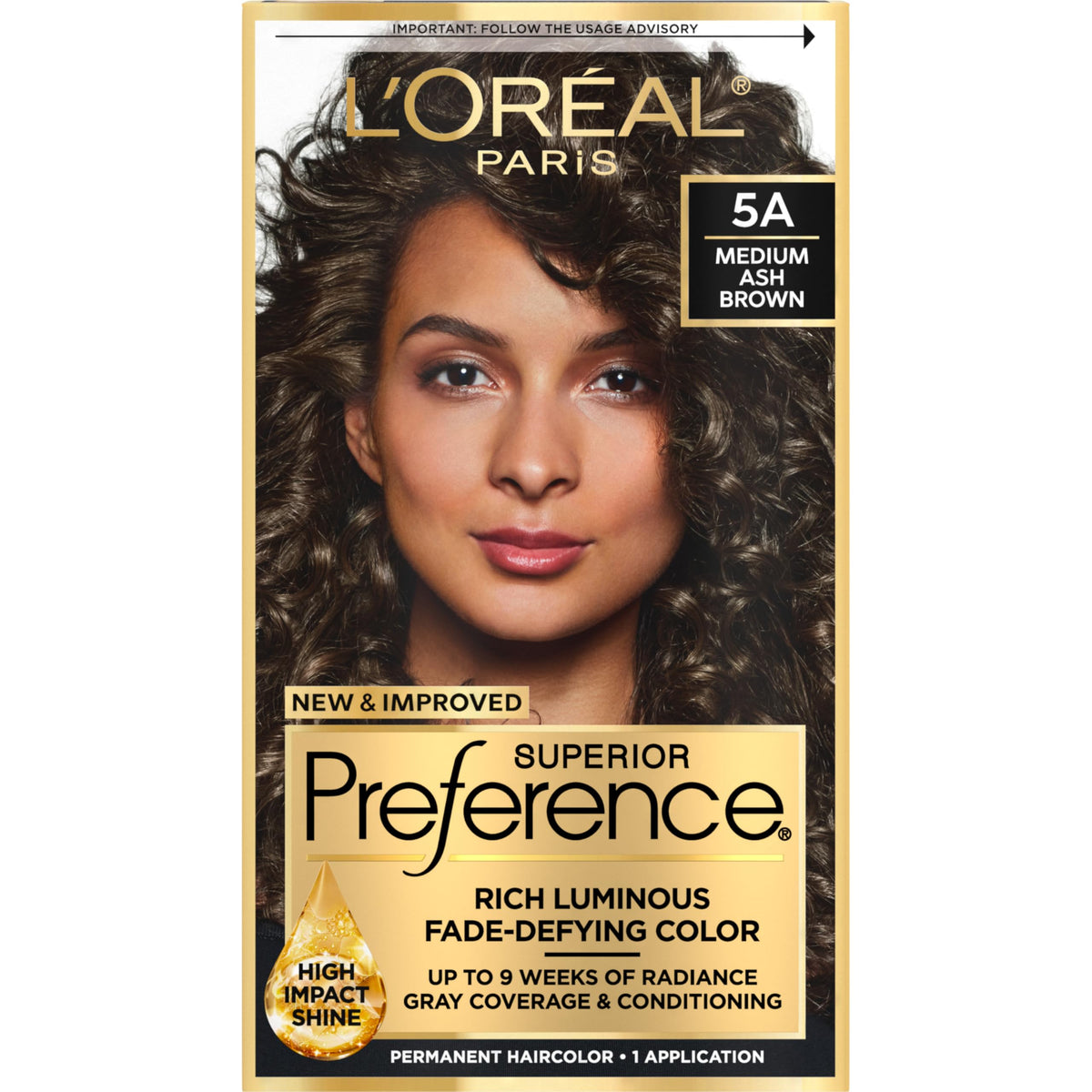 L'Oreal Paris Superior Preference Luminous Fade-Defying Permanent Hair Color, Hair Dye For Up to 9 Weeks of Radiance, Medium Ash Brown 5A, 1 Hair Dye Beauty & Personal Care L'Oreal Paris